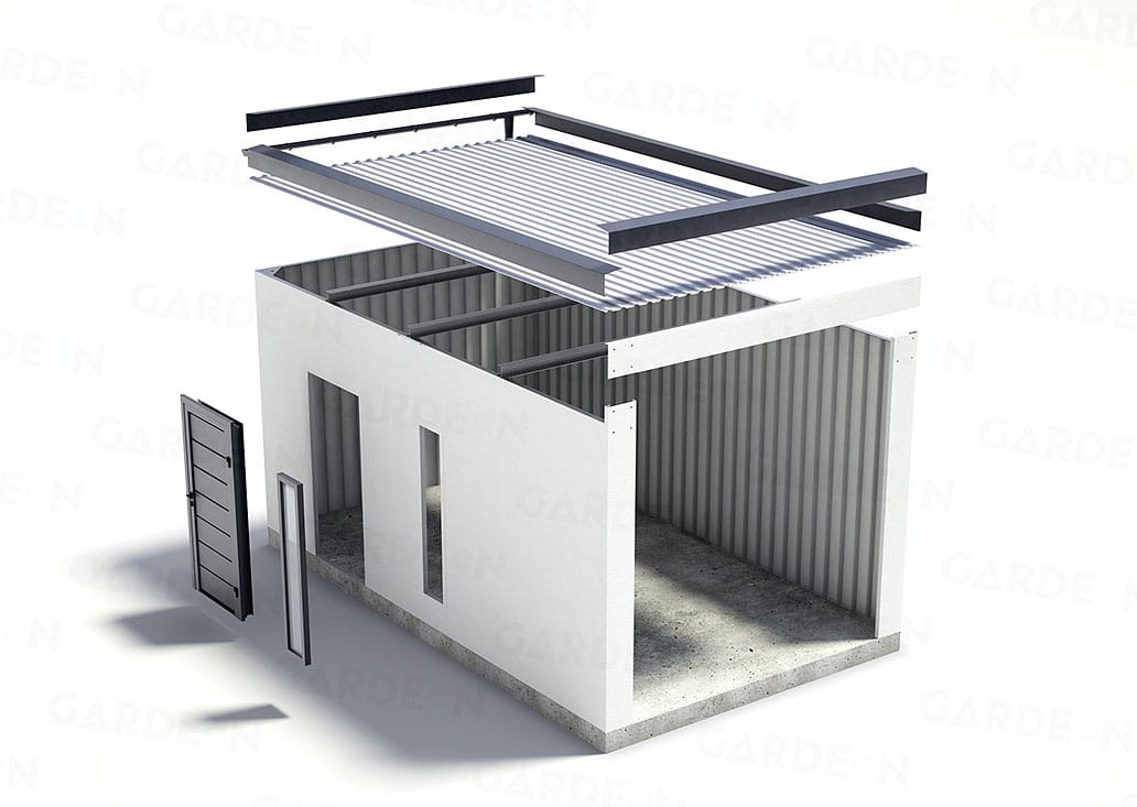 Montovaná garáž s pultovou strechou nezateplená