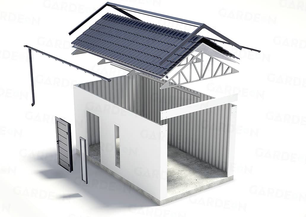 Montovaná garáž so sedlovou strechou
