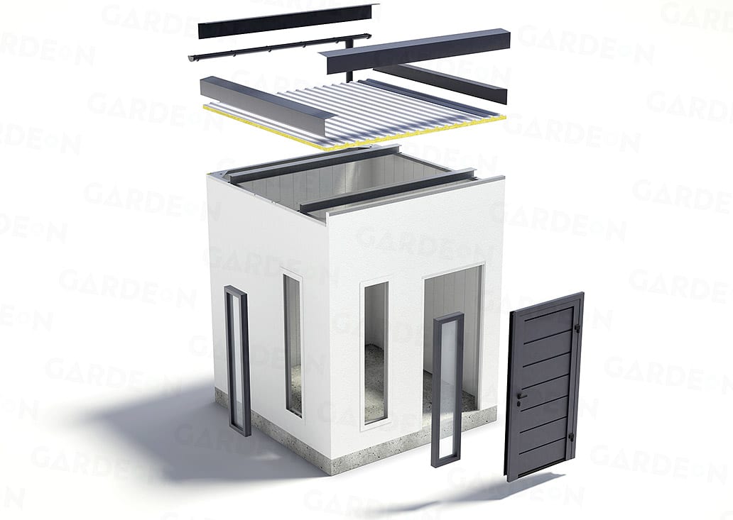 Záhradný domček s pultovou strechou zateplený