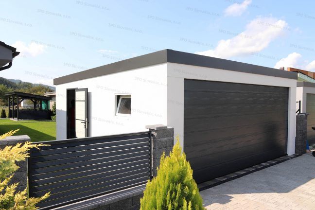 Dvojgaráž s bočnými dverami a oknom Slovaktual