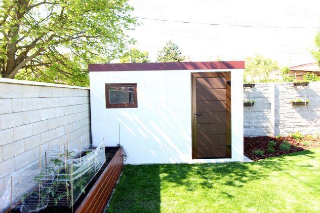 Záhradný domček GARDEON v bielej omietke