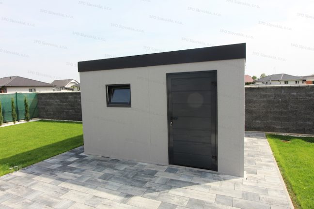 Záhradný domček GARDEON s dverami a oknom v antracitovej farbe