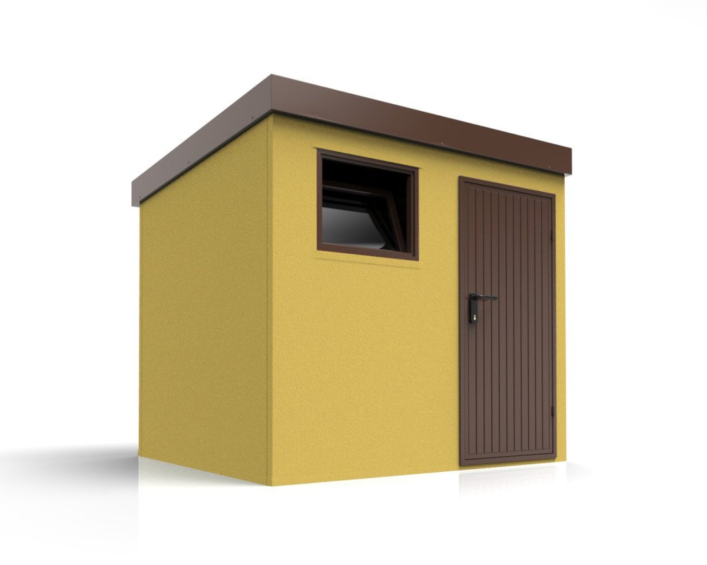 Montovaný záhradný domček s hnedým príslušenstvom