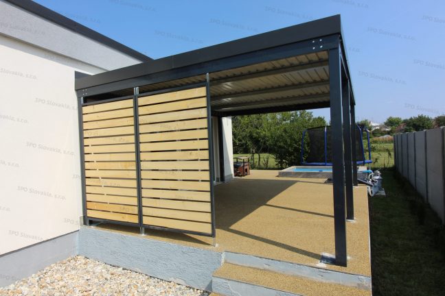 Montovaná pergola na posedenie v antracitovej RAL 7016