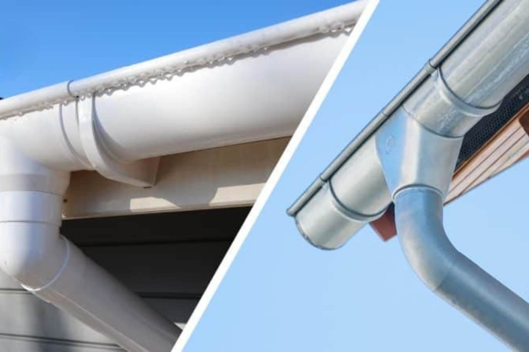 Plastová a hliníková odkvapová rúra na dome.