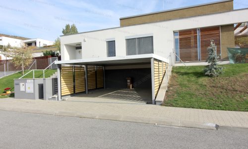 Montovaný prístrešok pre dve autá v bielej farbe