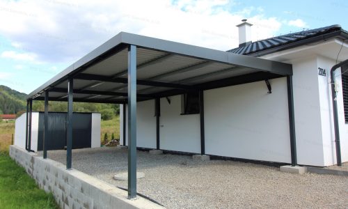 Montovaný prístrešok GARDEON pre jedno auto v sivej farbe