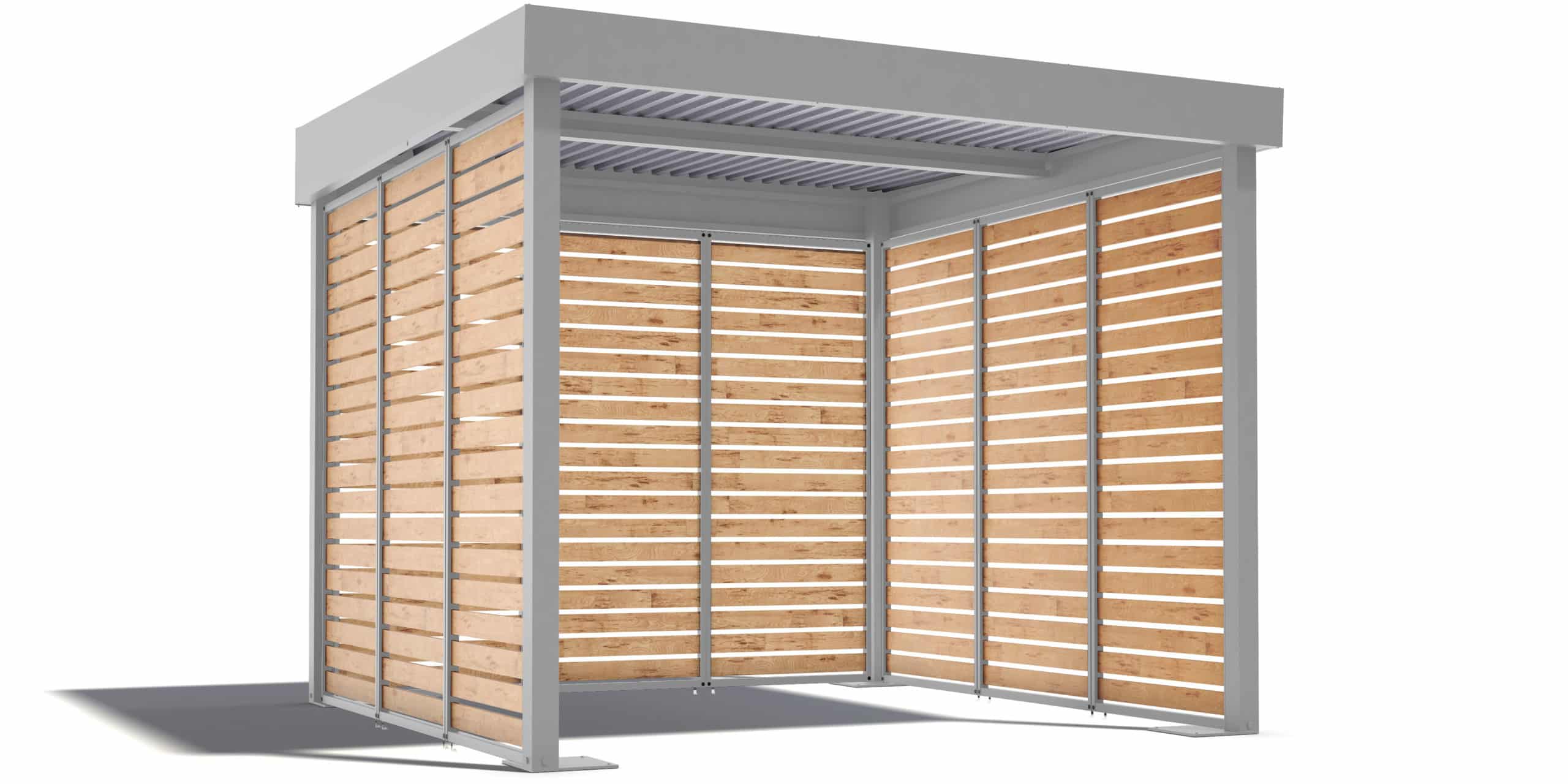 Montovaná pergola s dreveným latovaním