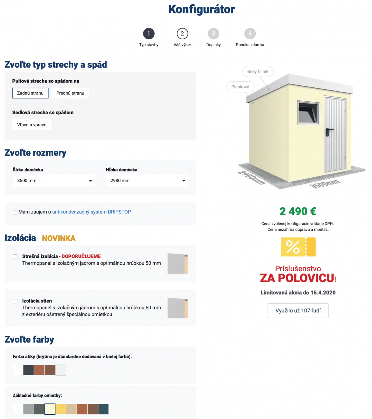 Konfigurátor na záhradné domčeky