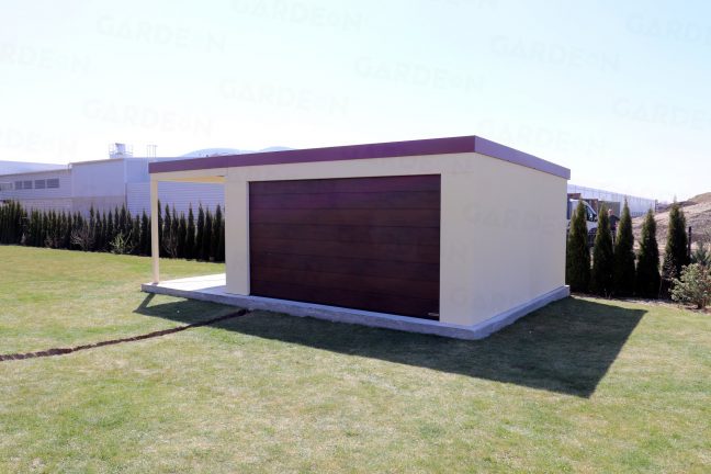 Garáž pre dve autá s prístreškom