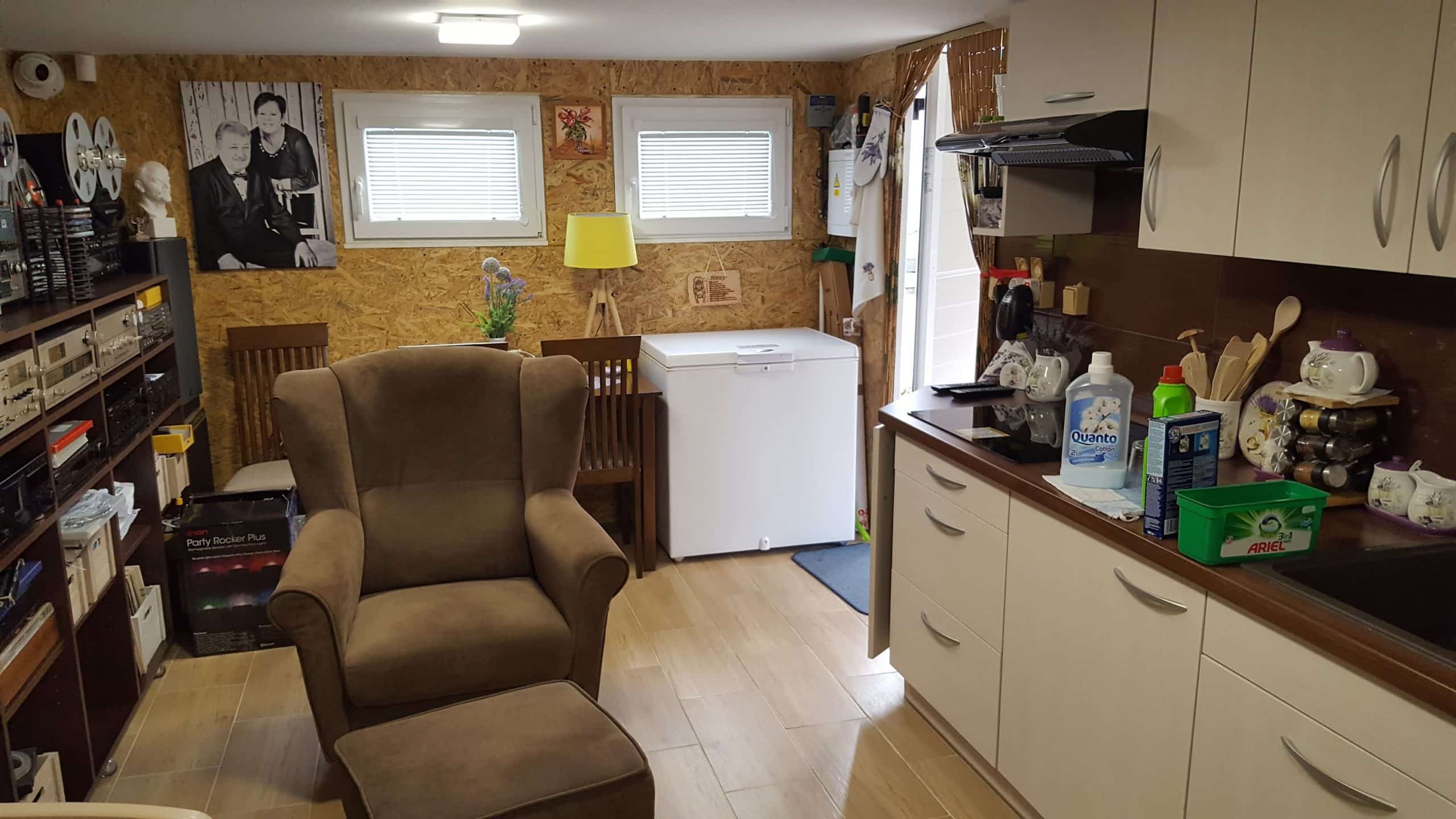 Prerobené vnútro montovaného záhradného domčeka GARDEON