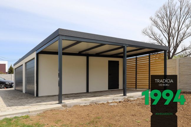 Dvojgaráž GARDEON s prístreškom na pravej strane