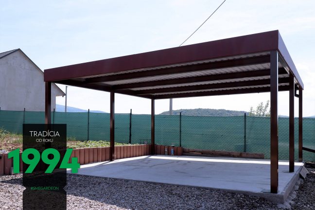 Hnedý prístrešok GARDEON pre dve autá