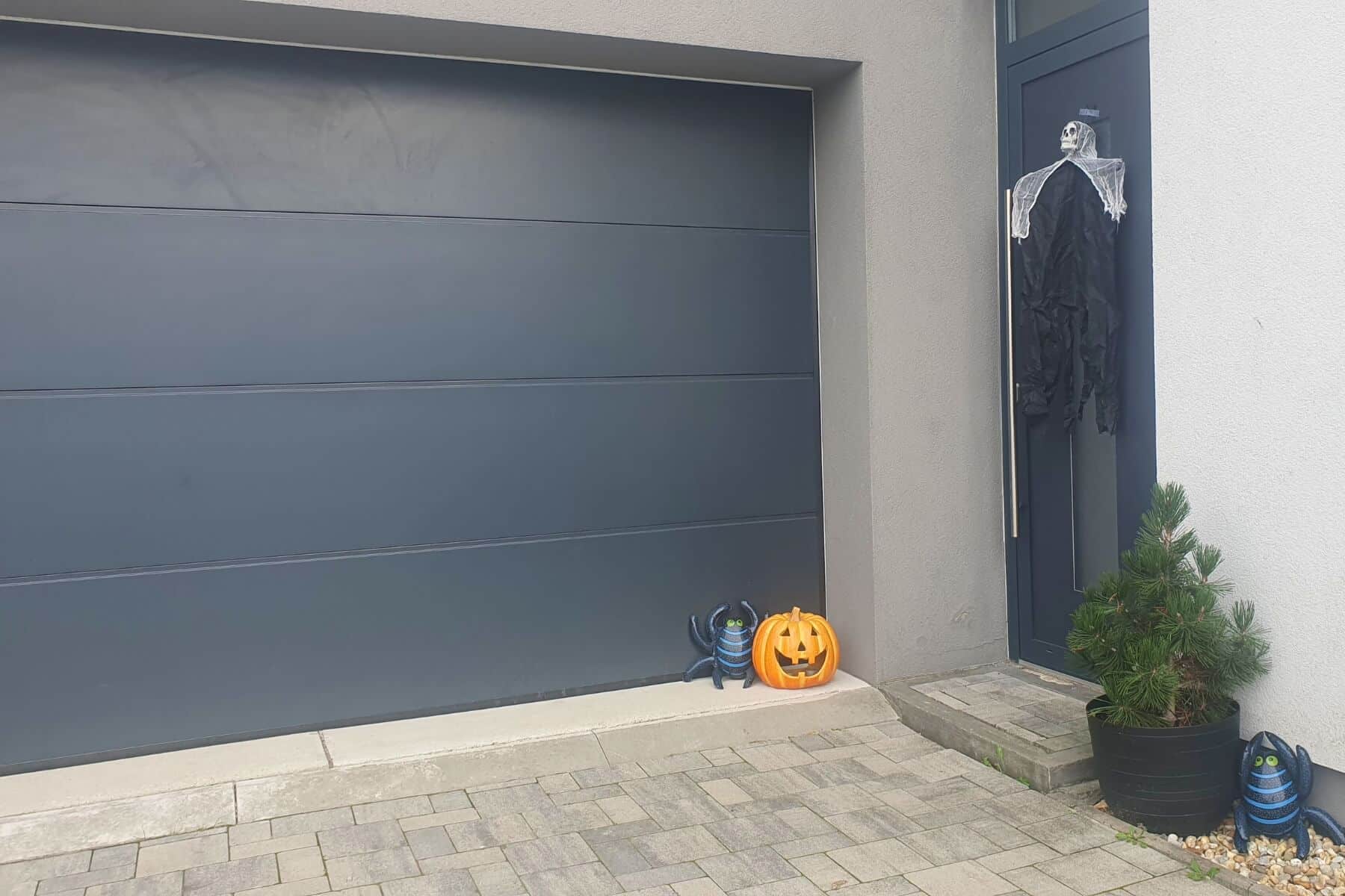 Dekor&aacute;cie pred gar&aacute;žovou br&aacute;nou.