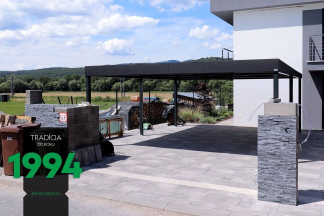 Tmavý prístrešok GARDEON pre dve autá