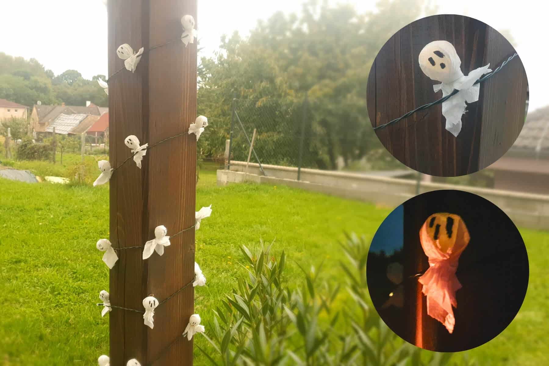 Sveteln&aacute; reťaz s duchmi na tr&aacute;me alt&aacute;nku.