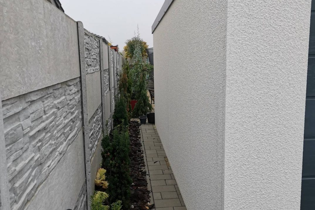 Rastlinky medzi garážou a plotom