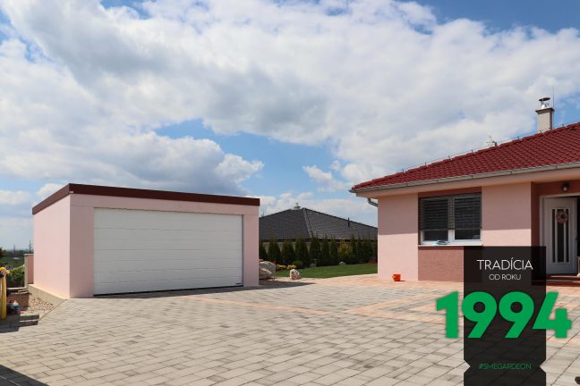 Dvojgaráž v ružovej omietke