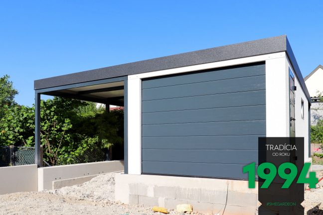 Garáž pre jedno auto s prístreškom