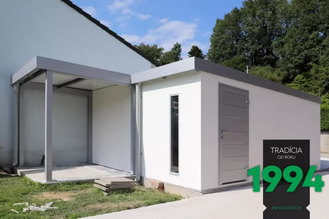 Garáž pre dve autá s prístreškom