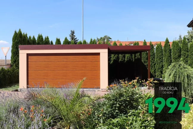 Garáž pre dve autá s prístreškom