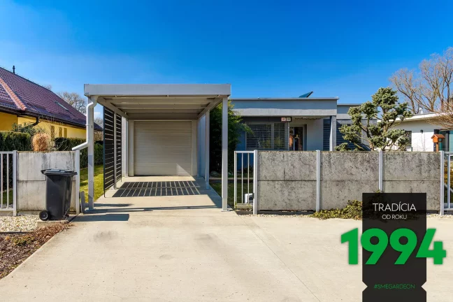 Prístrešok GARDEON pre dve autá v sivej farbe