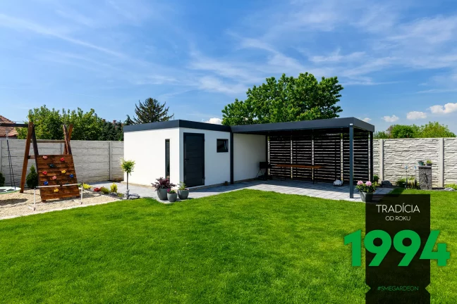 Domček s prístreškom a detské ihrisko