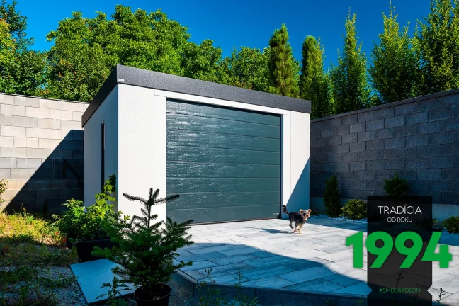 Garáž pre jedno auto so psom