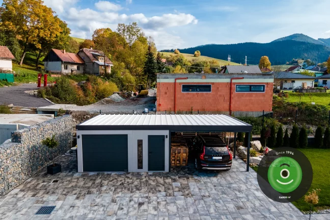 Strecha garáže s prístreškom