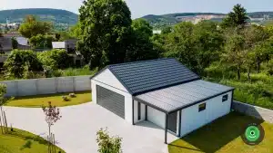 GARDEON dvojgar&aacute;ž, z&aacute;hradn&yacute; domček a pr&iacute;stre&scaron;ok zhora 1