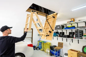 GARDEON garáž pre dve autá sedlová strecha skladajúci sa rebrík zo stropu 2