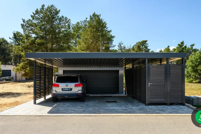 Gardeon garáž pre dve autá s veľkým prístreškom