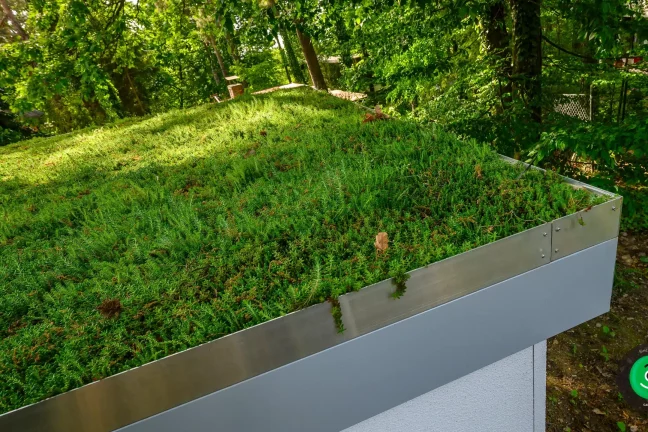 Detailná fotografia na zelenú strechu na gardeon garáži-3