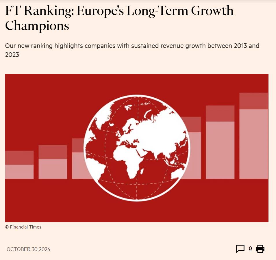 GARDEON v periodiku "The Financial Times" v rubrike FT Ranking: Europe&rsquo;s Long-Term Growth Champions