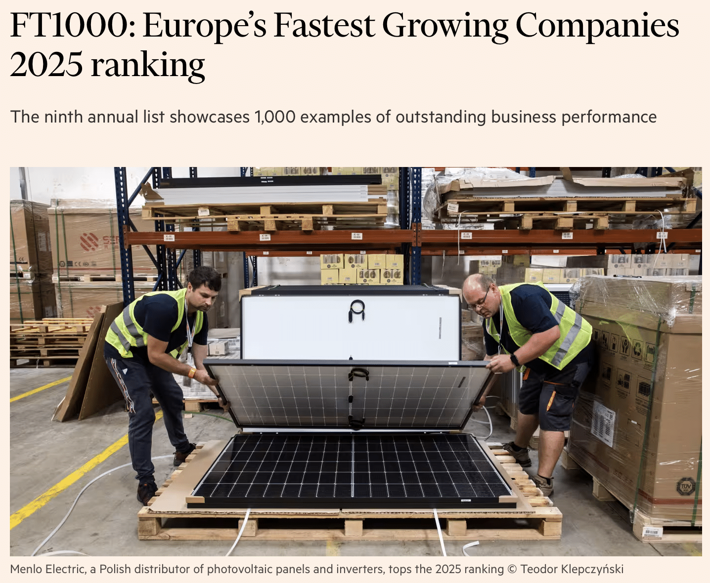 Rebríček top 1000 najrýchlejšie rastúcich firiem v Európe.