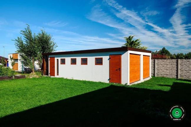 Praktická dvojgaráž s moderným vzhľadom a svetlým rámovaním